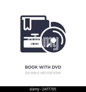 Buch mit dvd-Symbol auf weißem Hintergrund. Einfaches element Abbildung von Commerce Konzept. Buch mit dvd-Symbol Symbol Design. Stock Vektor