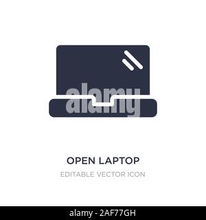 Offen Laptop mit leuchtenden Symbol auf weißem Hintergrund. Einfaches element Abbildung aus dem Computer Concept. Öffnen Sie den Laptop mit leuchtenden Symbol symb Stock Vektor