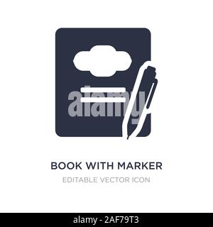 Buch mit Markierung Symbol auf weißem Hintergrund. Einfaches element Abbildung von Bildung Konzept. Buch mit Markierung Symbol Design. Stock Vektor