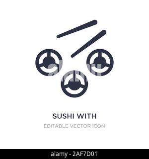 Sushi mit Stäbchen aus Japan Symbol auf weißem Hintergrund. Einfaches element Abbildung aus Essen Konzept. Sushi mit Stäbchen aus Japan Symbol Stock Vektor