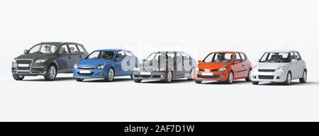 Moderne Fahrzeuge Sammlung, Konzept 3D Rendering illustration Stockfoto