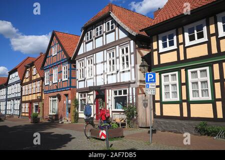 Fachwerkhäuser in Hitzacker/Elbe, Niedersachsen, Deutschland Stockfoto