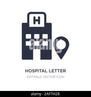 Krankenhaus schreiben in abgerundeten Quadrat auf weißem Hintergrund. Einfaches element Abbildung von medizinischen Konzept. Krankenhaus schreiben in abgerundeten Quadrat s Stock Vektor