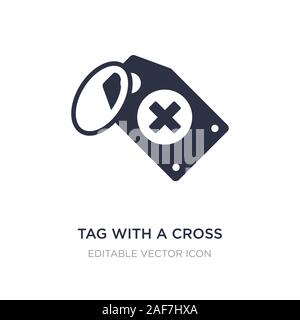 Tag mit einem Kreuz Symbol auf weißem Hintergrund. Einfaches element Abbildung von medizinischen Konzept. Tag mit einem Kreuz Symbol Design. Stock Vektor