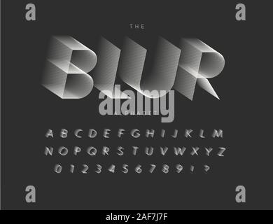 Die verwischung von Buchstaben, Zahlen und Zeichen gesetzt. Wind stil Alphabet. Schriftart für Events, Promotions, Logos, Banner, Monogramm und Poster. Vektor Typografie Stock Vektor