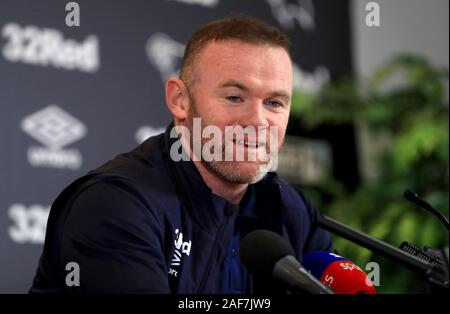 Von Derby County Wayne Rooney während einer Pressekonferenz im Pride Park, Derby. Stockfoto