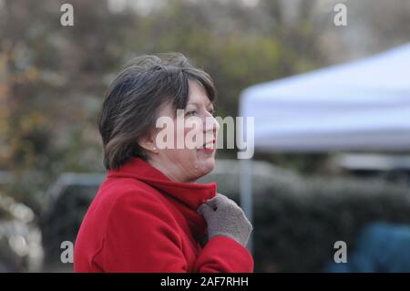 London, UK, 13 Lothringen Frances O'Grady der Generalsekretär des britischen Trades Union Congress, die erste Frau, die Stellung zu halten. Dezember 2019 Politiker auf College Green gegenüber den Häusern des Parlaments zu treffen, um die Medien auf die Wahl zu nehmen. Credit: Johnny Armstead/Alamy leben Nachrichten Stockfoto