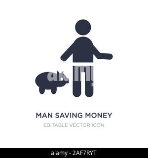Mann Geld sparen Symbol auf weißem Hintergrund. Einfaches element Abbildung kann von Personen Konzept. Mann Geld sparen Symbol Design. Stock Vektor