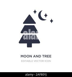 Mond und Baum Symbol auf weißem Hintergrund. Einfaches element Abbildung kann von Travel Concept. Mond und Baum Symbol Design. Stock Vektor