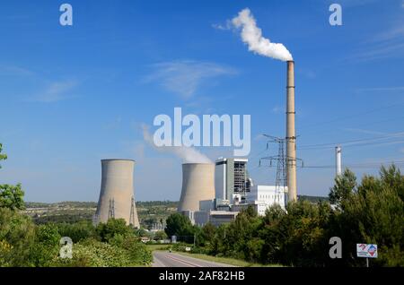 Thermische Kraftwerk oder Elektrizität Energieanlagen laufen durch EDF Elécricité de France Aix-en-Provence Provence Frankreich Stockfoto