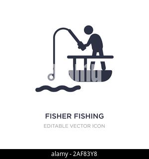 Fisher angeln Symbol auf weißem Hintergrund. Einfaches element Abbildung von Sport Konzept. Fisher angeln Symbol Design. Stock Vektor