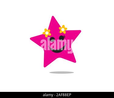 Lächelnd Pink Star mit blume Zubehör Stock Vektor
