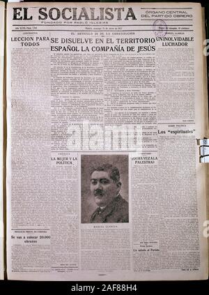 PERIODICO EL SOCIALISTA - 1932. Lage: Biblioteca Municipal. MADRID. Spanien. MANUEL LLANEZA. Stockfoto