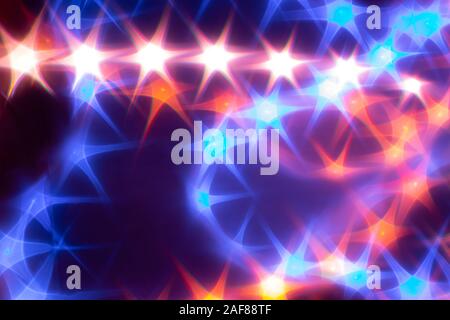 Splash Blau und Rot funkelt auf schwarzem Hintergrund. Stockfoto