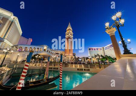 Las Vegas, 25.September: Nachtansicht der Venetian Casino Hotel am 25.September 2019 in Las Vegas, Nevada Stockfoto