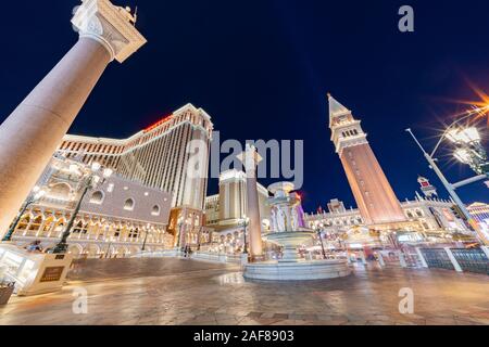 Las Vegas, 25.September: Nachtansicht der Venetian Casino Hotel am 25.September 2019 in Las Vegas, Nevada Stockfoto