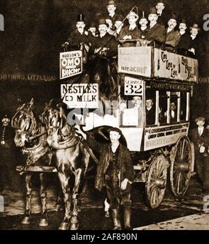 25. Oktober 1911 - Die letzte London General Omnibus Company (LGOC) Pferd Bus (L.G.O. Co.s) Pferd Busfahrt vom Bahnhof London Bridge bis Moorgate Street, obwohl die letzten in Central London im März 1912 lief und die zuletzt in London zu laufen lief im August 1914 Stockfoto