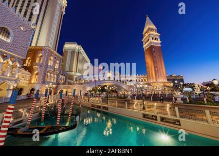 Las Vegas, 25.September: Nachtansicht der Venetian Casino Hotel am 25.September 2019 in Las Vegas, Nevada Stockfoto