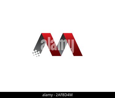 Moderne Buchstaben M Ribbon erste Monogramm für Daten und Technologie logo Stock Vektor