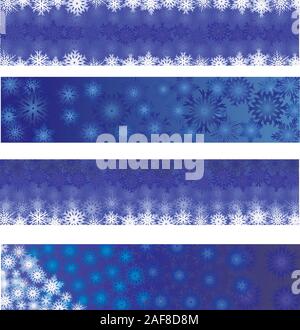 Satz von Blue christmas Banner mit Schneeflocken, Vektor verfügbar Stock Vektor