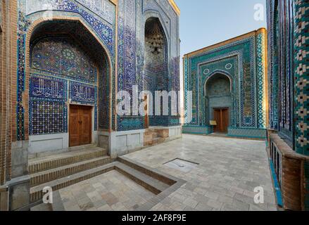 Obere Komplex der Nekropole Schah-i-Wonders, Samarkand, Usbekistan, in Zentralasien Stockfoto