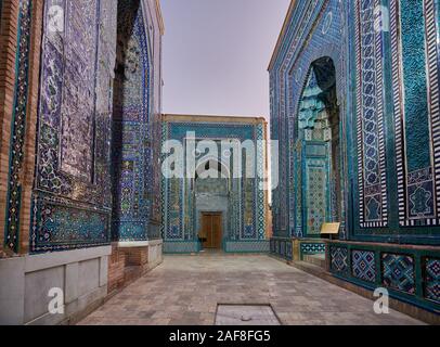 Obere Komplex der Nekropole Schah-i-Wonders, Samarkand, Usbekistan, in Zentralasien Stockfoto