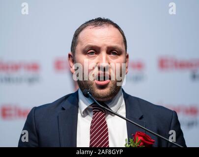 Edinburgh, Schottland, Großbritannien. 12. Dezember 2019. Ian Murray MP für Edinburgh Süd Rede nach Edinburgh East bei parlamentarischen Wahlen Grafen an der Royal Highland Centre in Edinburgh. Iain Masterton/Alamy leben Nachrichten Stockfoto