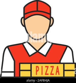 Pizza deliveryman Farbe Symbol. Lieferservice. Isolierte Vector Illustration Stock Vektor