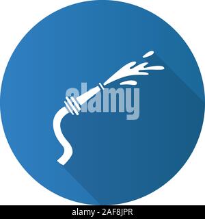 Schlauch flache Bauweise lange Schatten glyph Icon. Löschausrüstung. Vektor silhouette Abbildung Stock Vektor