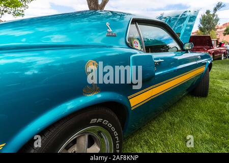 Ein original Lager 1969 Shelby GT 500 Ford Mustang in der Moabiter April Aktion Auto Show in Moab, Utah. Stockfoto