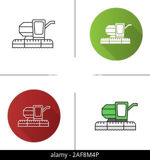 Feldhäcksler Symbol kombinieren. Flache Bauweise, lineare und Farbe Stile. Landwirtschaftliche implementieren. Isolierte Vektorgrafiken Stock Vektor