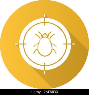 Milbe Ziel flache Bauweise lange Schatten glyph Icon. Parasitische Insekten abweisend. Vektor silhouette Abbildung Stock Vektor