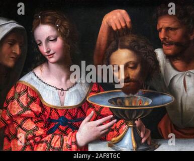 Salome mit dem Kopf Johannes des Täufers durch Anhänger von Bernardino Luini (1480/82-1532), Öl auf Leinwand, um 1500 s Stockfoto