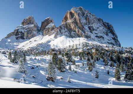 Der Saslonch, Langkofel oder Langkofel ist der höchste Berg der Langkofel Gruppe in den Dolomiten in Südtirol, Italien. Stockfoto