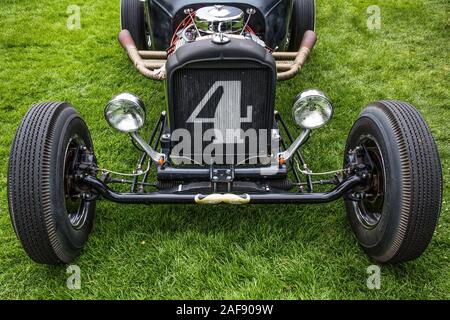 Ein Eimer-T Ratte Stange, auf einem 1920er Ford Modell T Körper aufgebaut und stark modifiziert und angepasst. April Aktion Moab Auto Show in Moab, Utah. Ratte Stangen sind ge Stockfoto