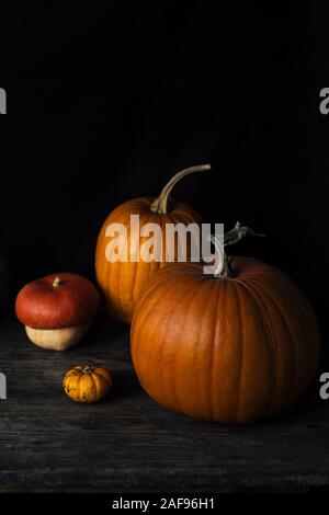 Kürbis noch Leben auf einer hölzernen rustikalen Tisch Stockfoto