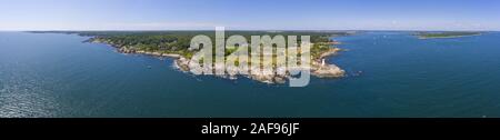 Portland Head Lighthouse Luftaufnahme im Sommer, Cape Elizabeth, Maine, ME, USA. Dieser Leuchtturm, 1791 gebaut, ist der älteste Leuchtturm in Maine. Stockfoto