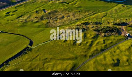 Detaillierte Ansicht der Topographie des alten Kurses von St Andrews. Schottischer Golfplatz. Stockfoto