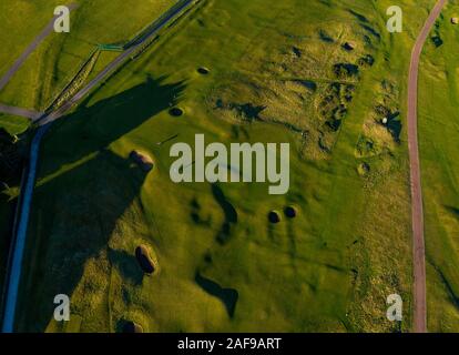 Detaillierte Ansicht der Topographie des alten Kurses von St Andrews. Schottischer Golfplatz. Stockfoto