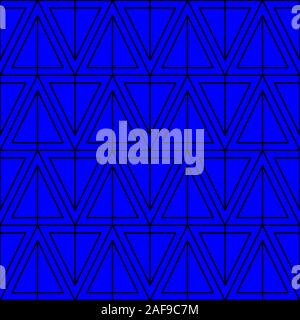 Schwarz auf Blau Doppel Dreieck geometrische Muster Nahtlose wiederholen Hintergrund Stockfoto