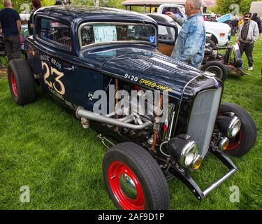 Ein restauriertes und modifizierte 1932 Ford Modell B coupé Hot Rod in der Moabiter April Aktion Auto Show in Moab, Utah. Stockfoto