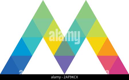 Buchstabe M Symbol mit Mosaikmuster. Abstrakte logo Vorlage in Regenbogenfarben. Stock Vektor