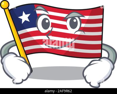 Coole Flagge liberia Blättern Maskottchen Charakter mit GRINSENDE Gesicht Stock Vektor