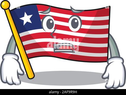 Maskottchen der Flagge liberia Blättern übersicht Angst Blick Gesicht Stock Vektor