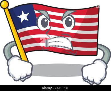 Wütend das Gesicht Flagge liberia Blättern Cartoon Character Design Stock Vektor