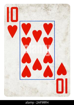 Zehn der Spaten Vintage Playing Card - isoliert auf weißem (clipping path enthalten) Stockfoto