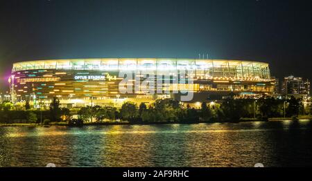 Optus Stadion am Ufer des Swan River Perth Western Australia. Stockfoto