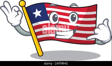 Rufen Sie mich süß Flagge liberia Maskottchen cartoon Seite blättern Stock Vektor