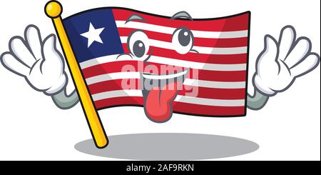Maskottchen von Crazy Face Flagge liberia Blättern Zeichentrickfigur Stil Stock Vektor
