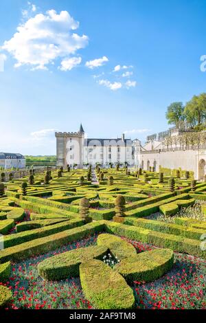 Das Chateau und Ziergarten von Villandry Stockfoto